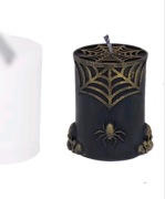 Cylinder PAJĄKI CZASZKA HALLOWEEN forma silikonowa 8*6.7 do Świec Gipsu 