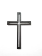 Krzyż drewniany na ścianę ręcznie wykonany na ścianę nie laser czarny 19 cm