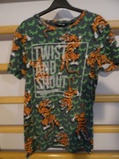 CROPP __ T-shirt _ zielony w tygrysy__ r. XS