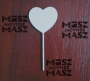 Topper do kwiatów Walentynki serce kwiaty tort bukiet 13cm #MiszMówiszMasz