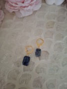 Kolczyki handmade ze stali nierdzewnej z naturalnych kamieni lapis lazuli 