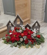 Stroik świąteczny na cmentarz, do domu, Boże Narodzenie, domki