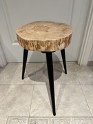 STOLIK KAWOWY LITE DREWNO 31x6 cm PLASTER LOFT metalowe nogi 47 wysokosci 