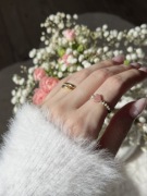 Jaspis dalmatyńczyk serce rodochrozyt elastyczny pierścionek boho handmade