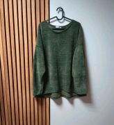 Bluza ciemna zieleń khaki prążek sztruks wiskoza elastan 3XL Plus Size 