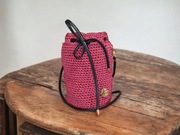 Worek torebka szydełko handmade Kasta bordo jesień