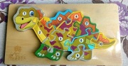 DREWNIANE PUZZLE CYFRY 3D UKŁADANKA DINOZAUR edukacyjne