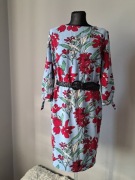 Nowa piękna sukienka 34/XS S.oliver niebieska w czerwone kwiaty Elegancka
