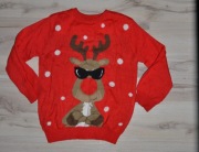 321* Świąteczny sweter renifer Rudolf 3/4 lat_ 98/104 cm