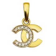Złota Zawieszka Chanel Cyrkonie 585