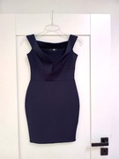 Boohoo 38M granatowa mini elegancka czarna ciemna sukienka sylwestrowa