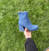 Minelli Paris botki damskie na klocku Jeansowe