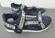 TOMMY HILFIGER czarne logowane sandały espadryle oryginalne 36