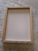 Ramka drewniana naturalna z białym tłem 40 x 30 x 3 cm do makramy.