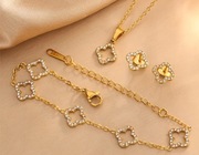 Komplet biżuterii geometryczny naszyjnik kolczyki bransoletka + pudełko