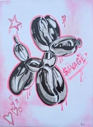 Obraz malowany farbami akrylowymi na płótnie balonowy pies 30x40cm pop-art