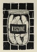 Plakat artystyczny autorski linoryt KISZONE 50 x 70