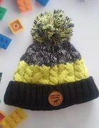 Czapka ciepła z polarem dzianinowa w paski 50cm