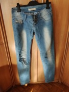 Cherri Denim Spodnie jeansy wycierane cienkie biordówki S / 36