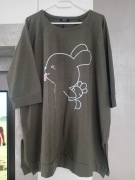 Fajna, luźna długa bawełniana tunika z królikiem