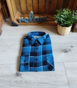 Nowa niebieska koszula flanelowa w kratę 40 Modar