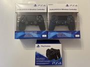 Zestaw 2 oryginalne pady Sony Dualshock 4 V2 Ładowarka do padów Sony