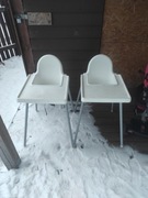 Krzesełko do karmienia IKEA białe z tacką x2