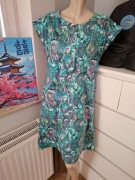 44 boho vintage midi turkusowa niebieska sukienka letnia na lato w print