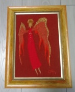 Wyszywany obraz w ramie Anioł Stróż 