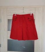 Czerwona lniana spódnica do kolan M 38 