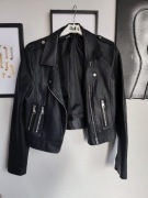 dotti ramoneska damska s 36 czarna eko skóra biker kurtka krótka dopasowana