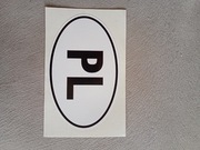 naklejka PL owalna 10x6cm, biała, nowa