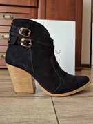 Czarne kowbojki botki skóra naturalna - welur MargoShoes r. 41