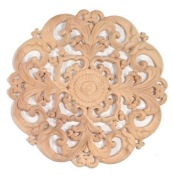 Drewniana rozeta do odnawiania mebli, rzeźbione drewniane kwiaty. 15 cm