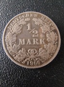 Niemcy cesarstwo 1/2 marki 1906 D