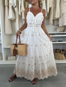 SUKIENKA MAXI BOHO BIAŁA ROZMIAR S/M 