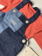 Tommy Hilfiger zestaw komplet niemowlęcy Baby Dungaree Set jeans róż 56
