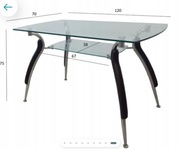 Nowy stół szkło/metal z podwójnym blatem 