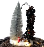 Dekoracja świąteczna HandMade na plastrze drewna Cudo