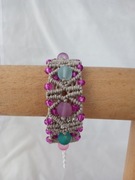 BRANSOLETKA MAKRAMA KORALIKI SZKLANE RĘKODZIEŁO 