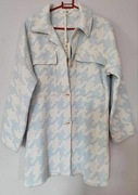Koszulowa kurtka damska niebieska z printem L/XL Miho’s oversize
