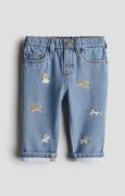 H&M spodnie / jeansy w wyszywane pieski r. 92 / 1,5 - 2 lata