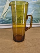 Szklana karafka / dzbanek retro – ręcznie formowane szkło bursztynowe 