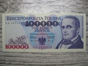 BANKNOT RP 100000 ZŁOTYCH 1993 ROK SERIA AD MONIUSZKO UNC