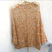 Ażurowy luźny sweter kolorowy nietoperz szydełko