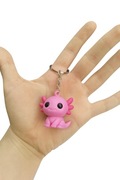Brelok axolotl chibi kawaii 3D – ręcznie malowana figurka żywiczna