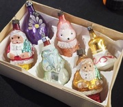 Bombki prl szklane dzwonki 6 szt  kształtki ozdoby choinkowe vintage