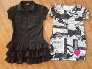 26. Dwie sukieneczki szmizjerka i dresowa r.152