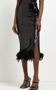 SPÓDNICA MIDI CEKINOWA PIÓRA CZARNA RIVER ISLAND