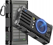 Bezprzewodowy solarny powerbank 26800 mAh z korbą ręczną i 4 kablami